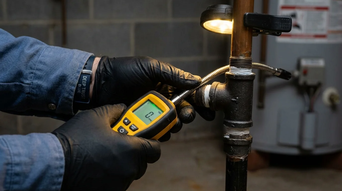 Gas leak detection with electronic sniffer by Johns Plumbing LLC in Cochranton