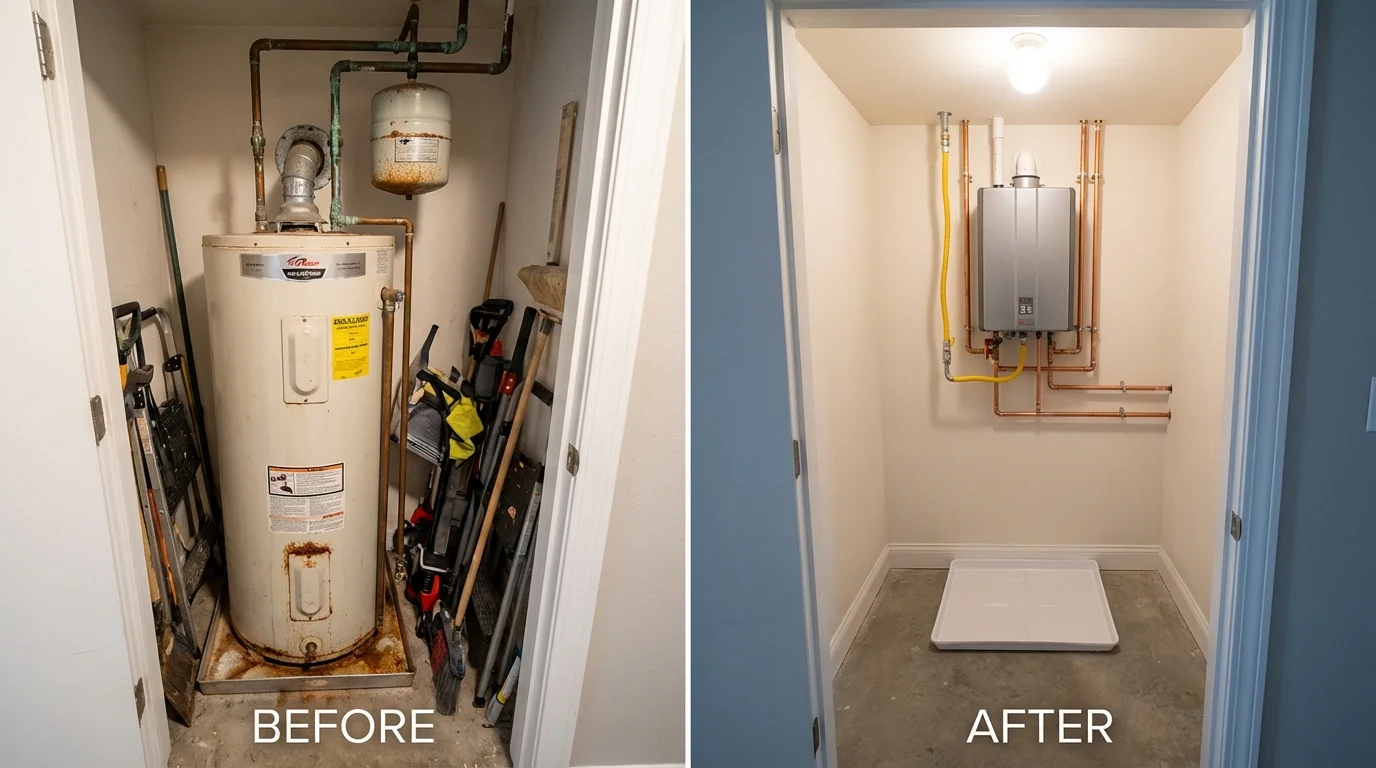 Tank water heater versus wall-mounted tankless unit comparison for Cochranton, PA homeowners